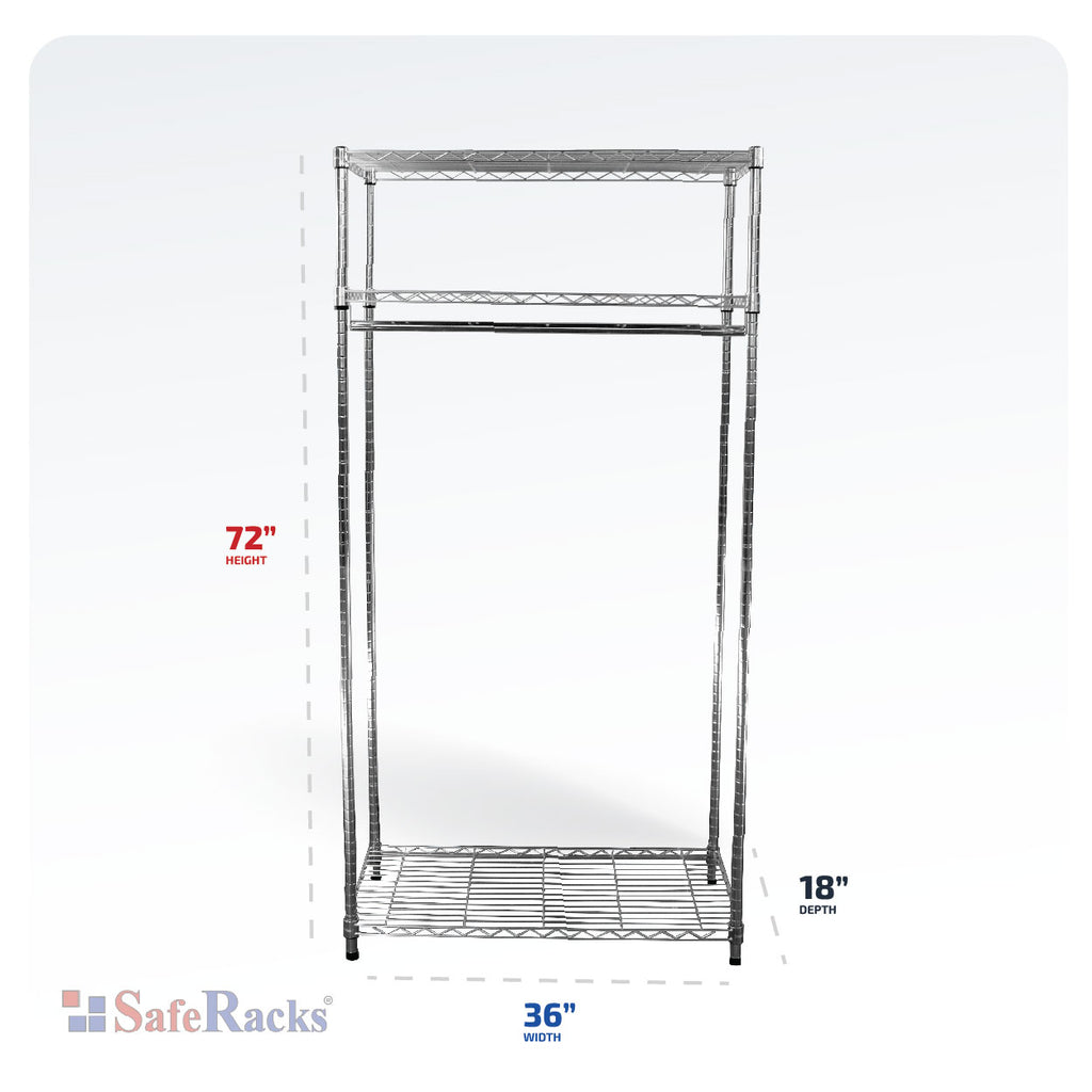 clothing rack with dimensions