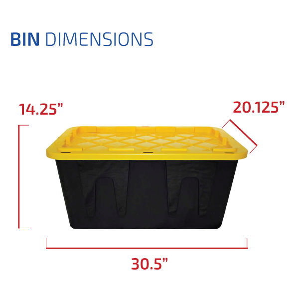 SaferRacks Lockable Storage Bin - 27 Gallon - Set of 5 Yellow