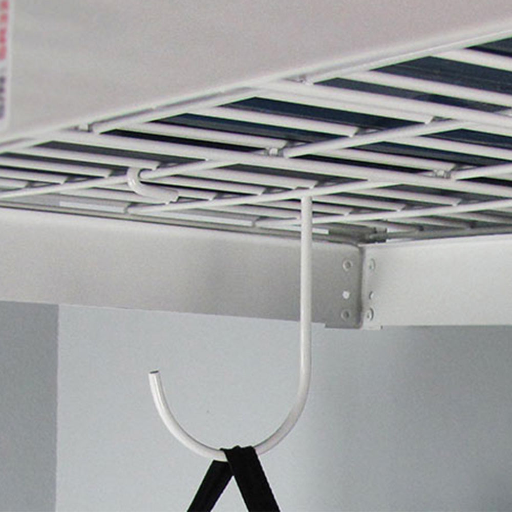 bag hanging from deck hook on overhead storage rack